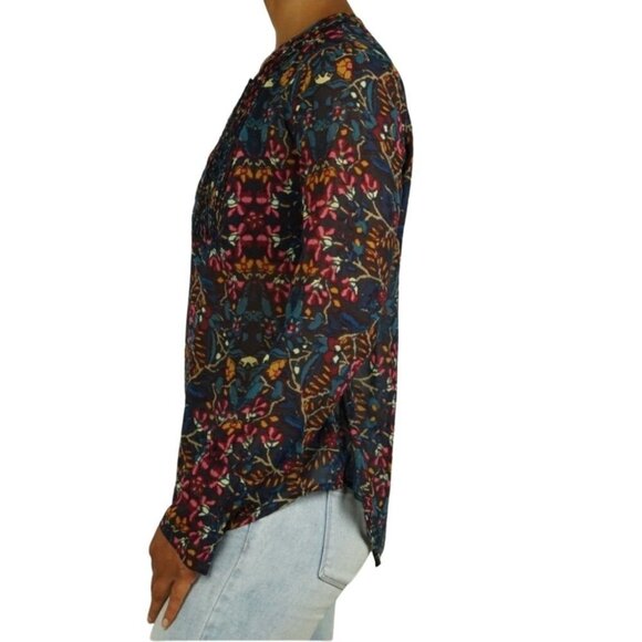 Converse All Star Womens Floral Blouse XS Sheer Chiffon Boho Hippie Oversized - Picture 12 of 13